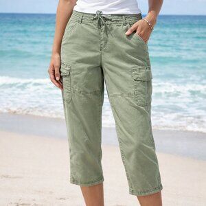 Sonoma Womens Cargo Capri Pants 12 Green Stretch